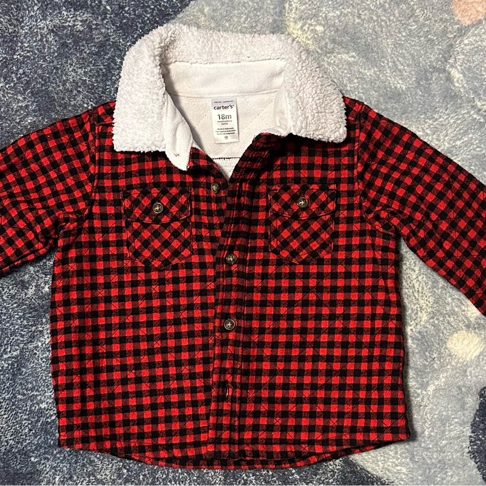 Carter's Kids Red and Black Plaid Jacket